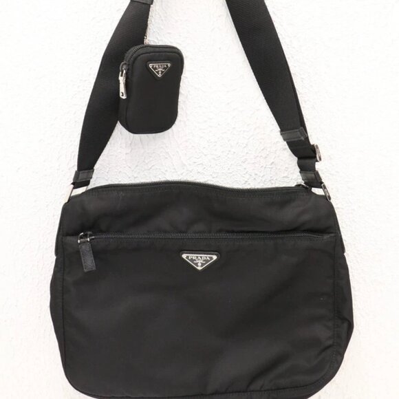 Prada Re-Nylon Messenger Bag Crossbody Unisex 1BC421 - Black - Picture 1 of 15